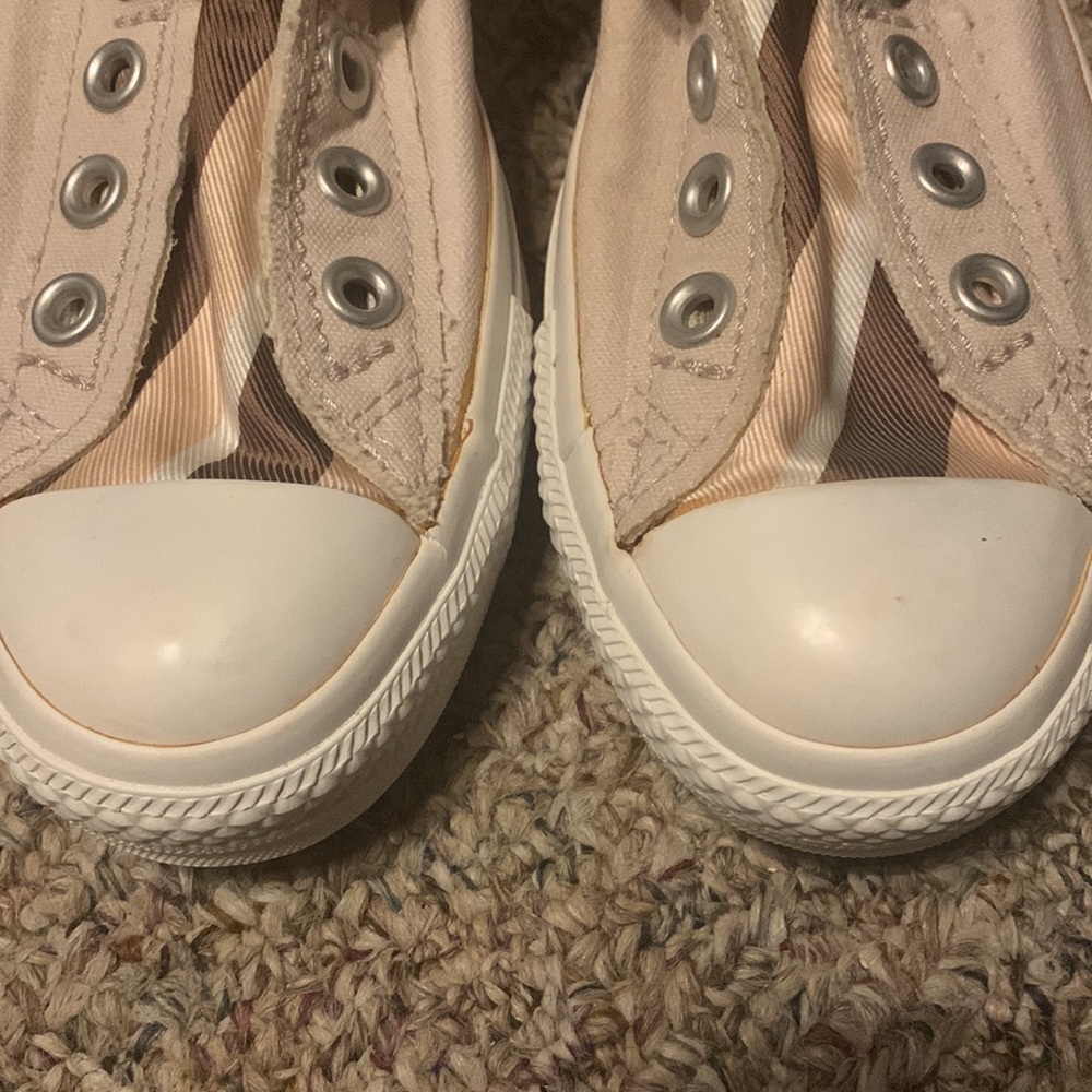 Converse low slip-on No laces Cream with stripe tongue 7 women 5 men Brown/tan - Picture 5 of 10